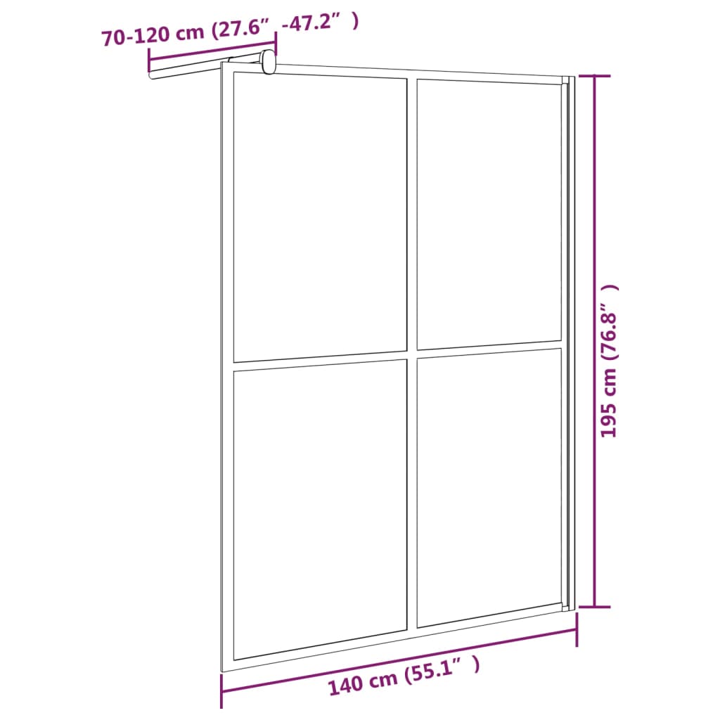 Walk-in Shower Screen 55.1"x76.8" Dark Tempered Glass