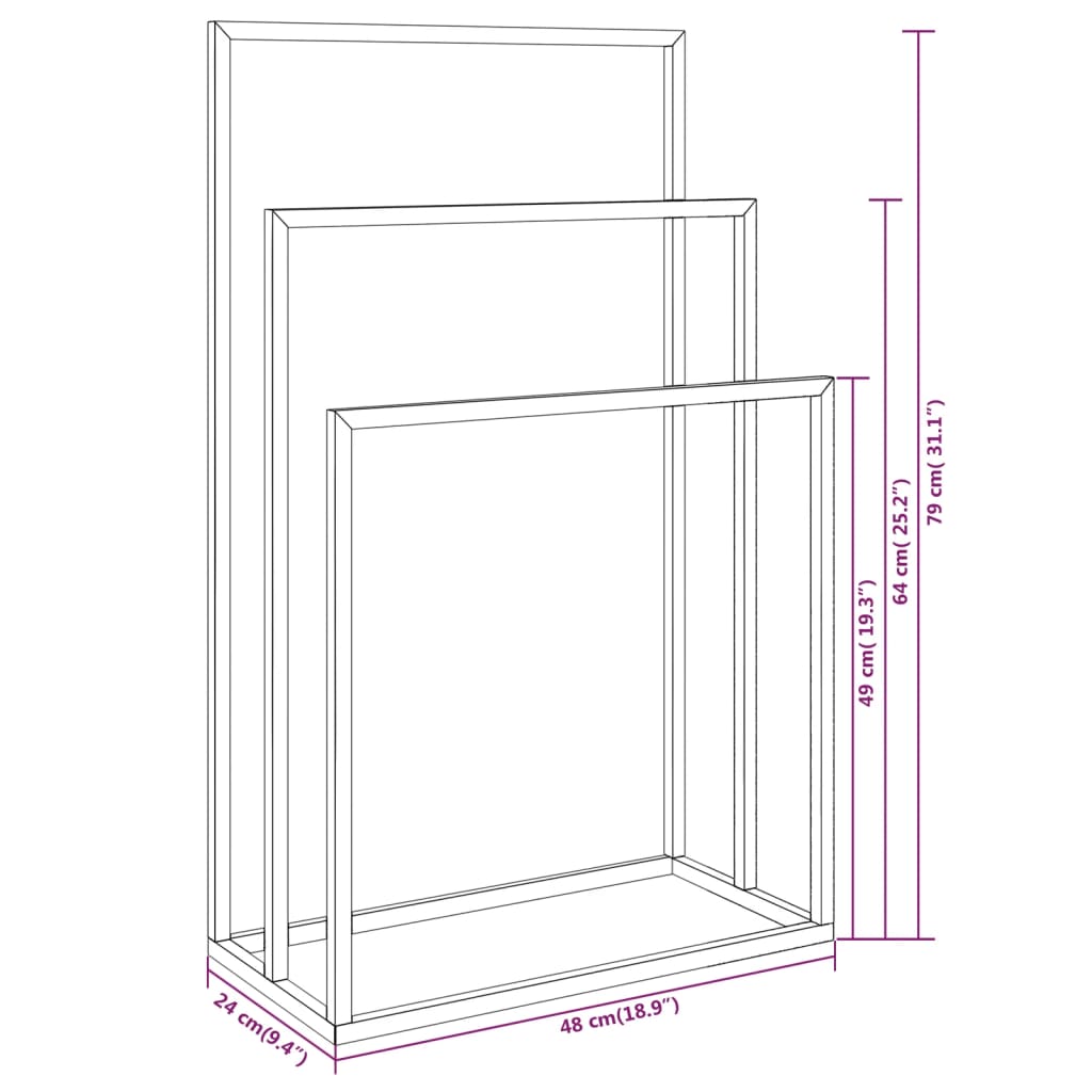 Towel Rack Gold Iron 18.9 x 9.4 x 31.1 in Towel Rack