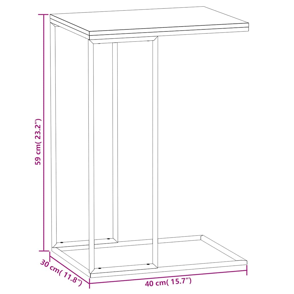 Side Table | White and Brown | Engineered Wood, Iron | Decorative Inlays