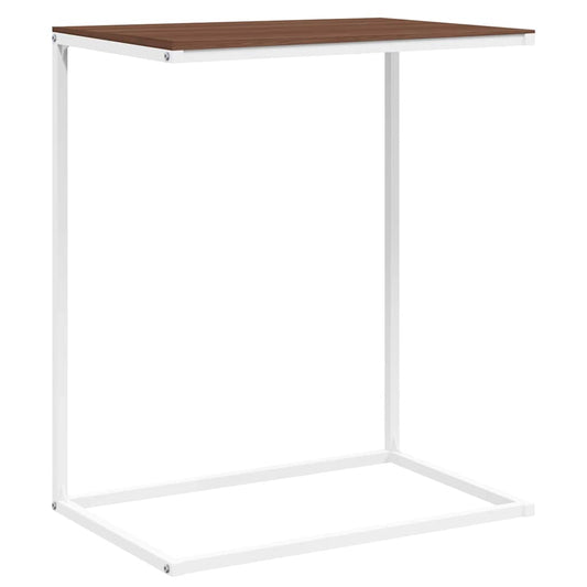 Side Table | White and Brown | Engineered Wood and Iron | Compact