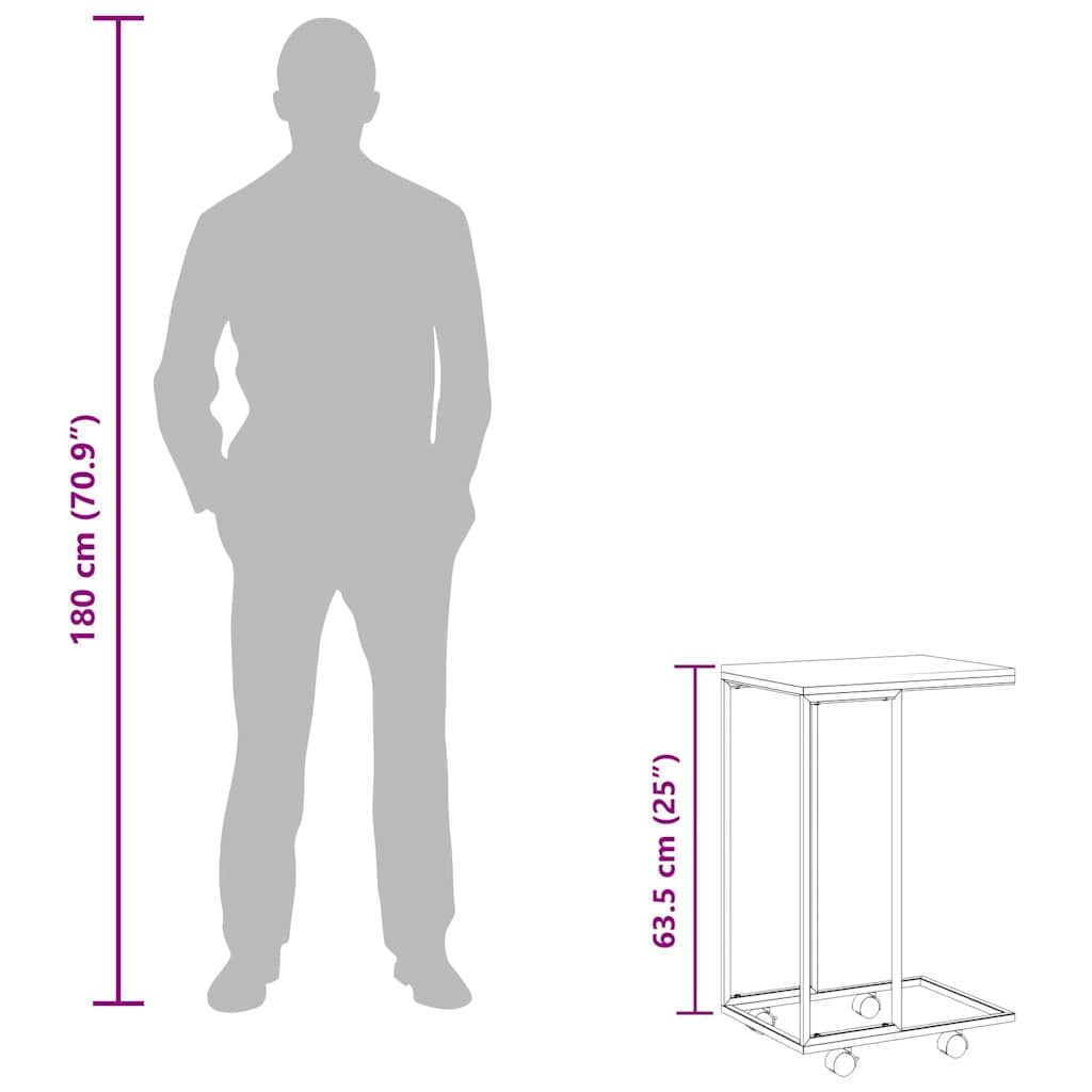 Side Table | Black and brown | Engineered wood, Iron | Compact | Portable
