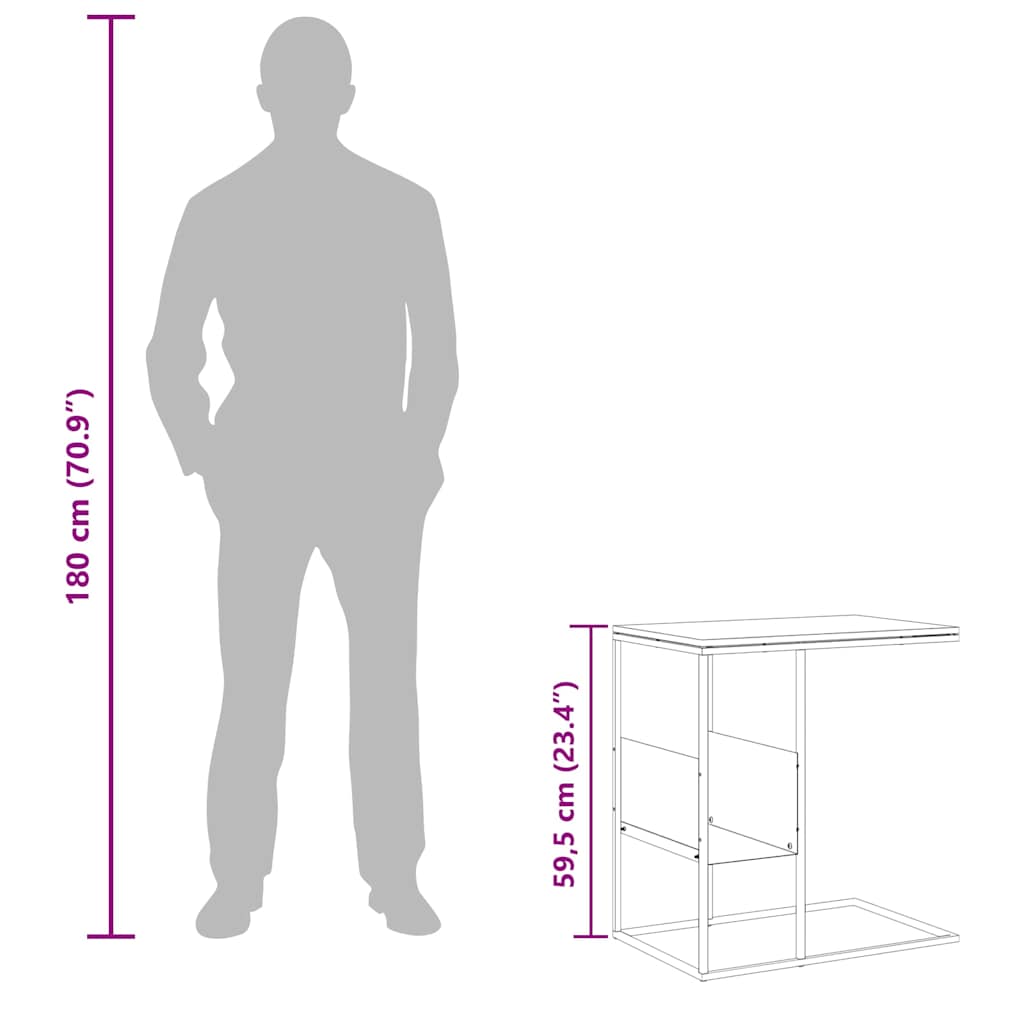 Side Table | White and brown | Engineered wood and iron | Standard