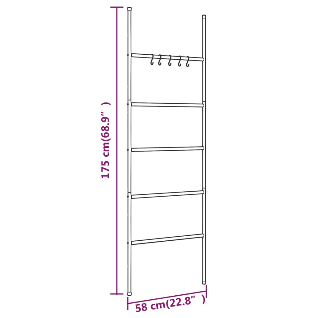 Towel Rack Black Iron Hooks Towel Rack Rectangular Modern