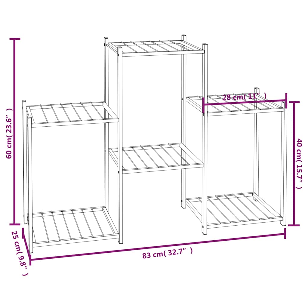 Flower Stand 32.7"x9.8"x23.6" Black Iron