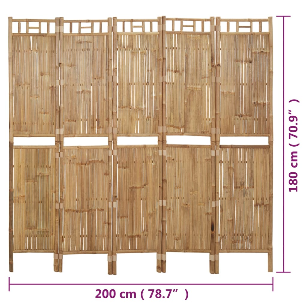 5-Panel Room Divider Bamboo 78.7"x70.9