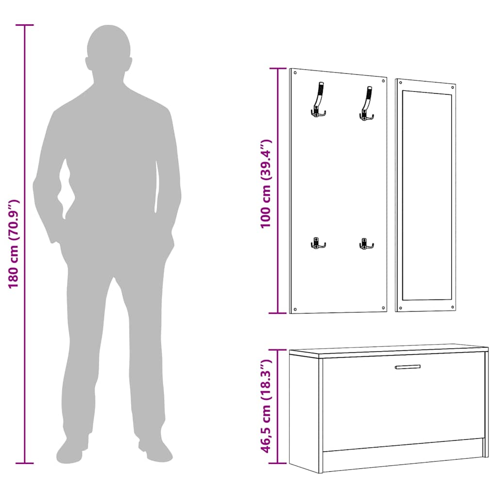 3-in-1 Shoe Cabinet Set Concrete Grey Engineered Wood