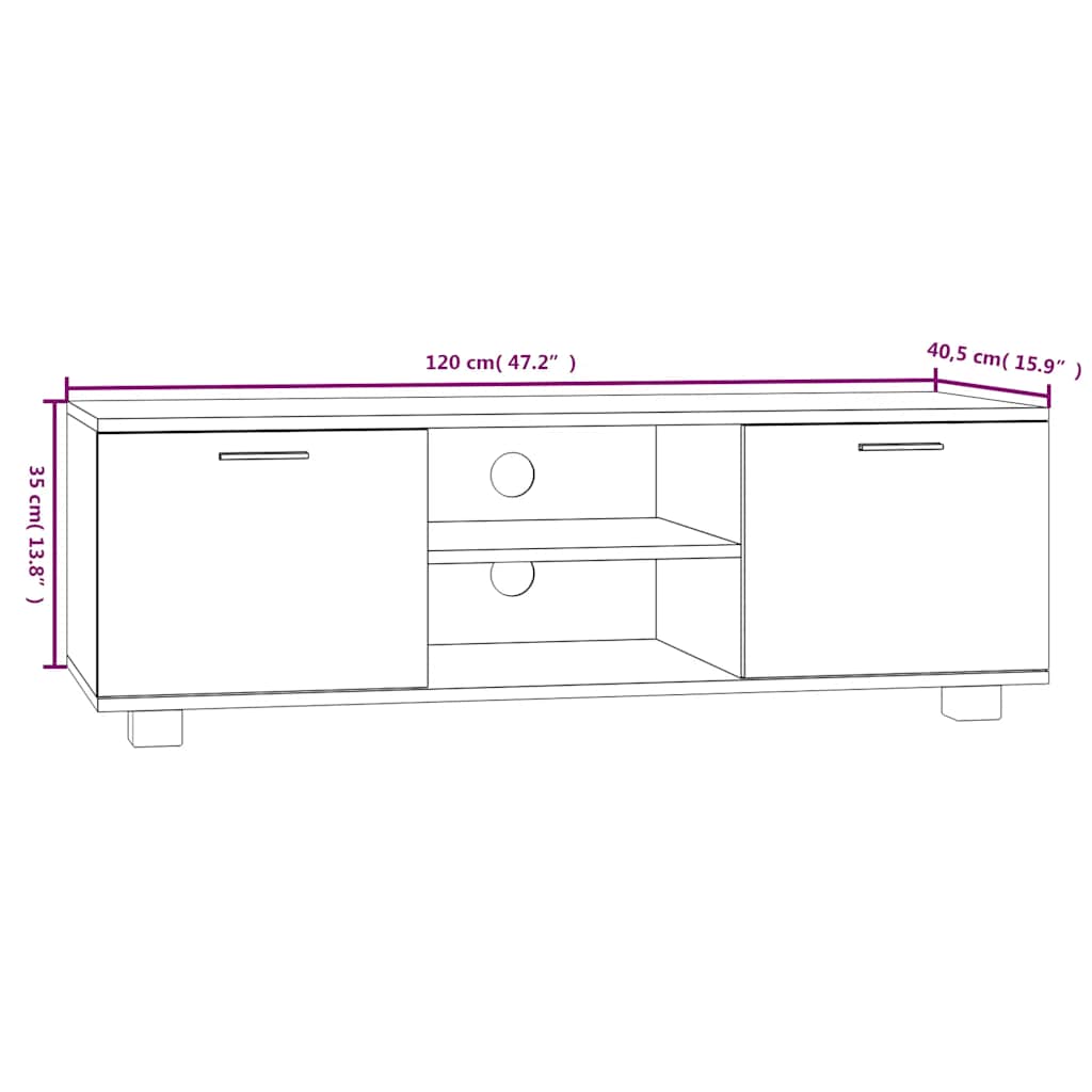 TV Cabinet Smoked Oak 120x40.5x35 cm Engineered Wood