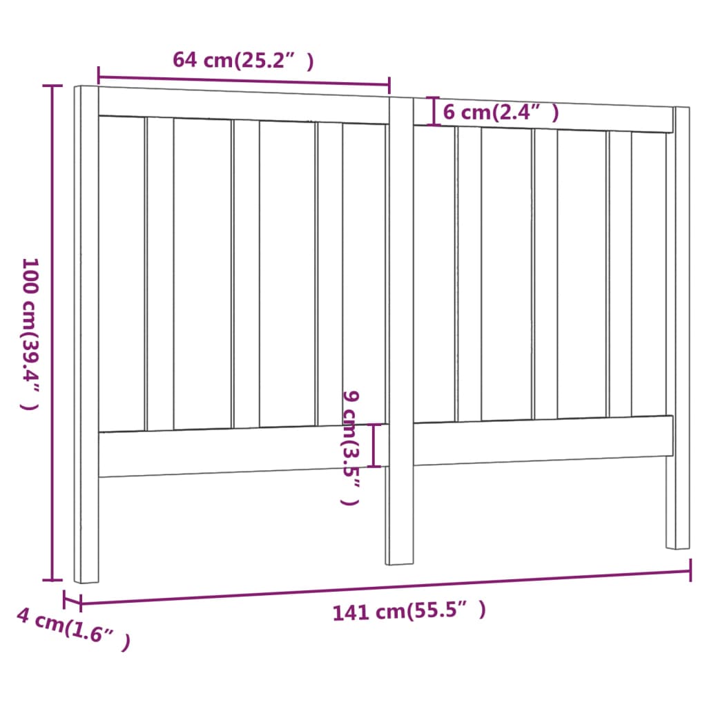 Bed Headboard | Natural wood | Solid pine wood | Standard