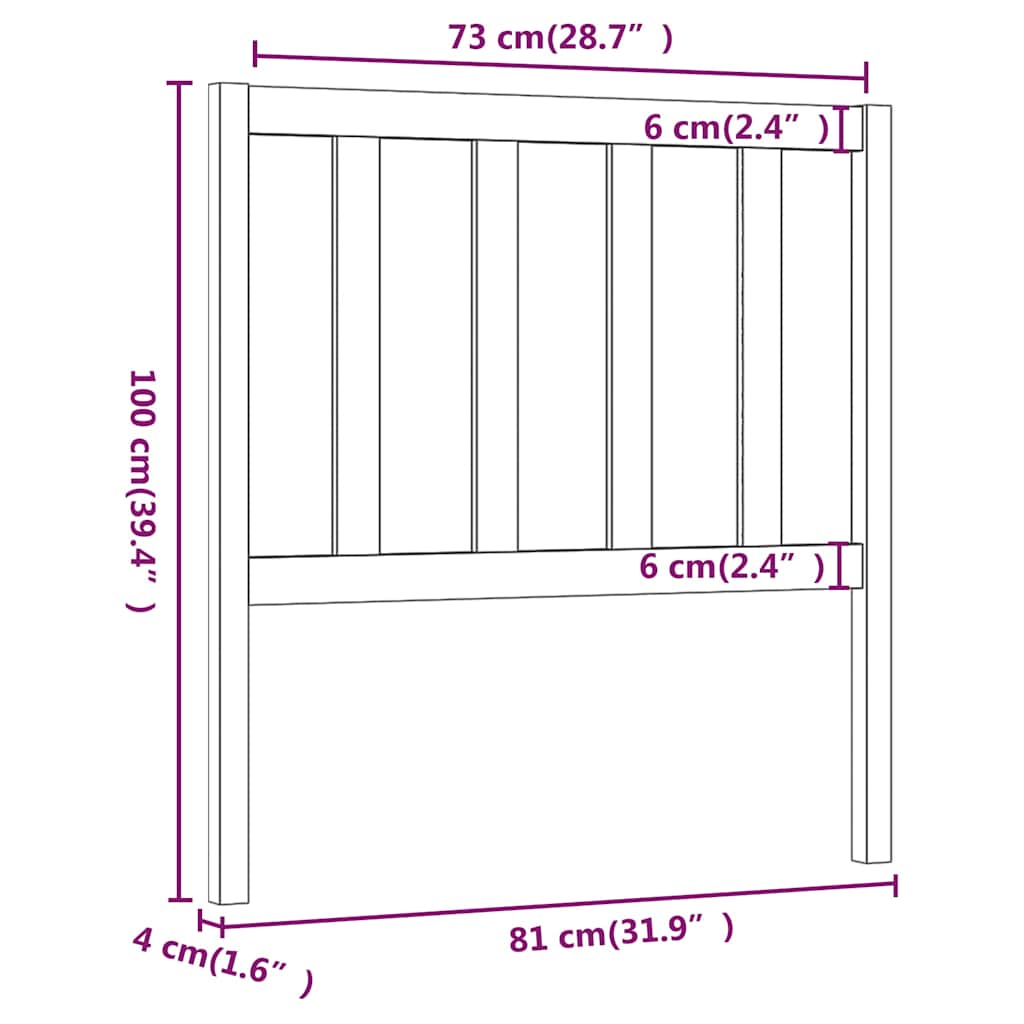 Bed Headboard | Grey | Solid Pine Wood | Standard | Durable