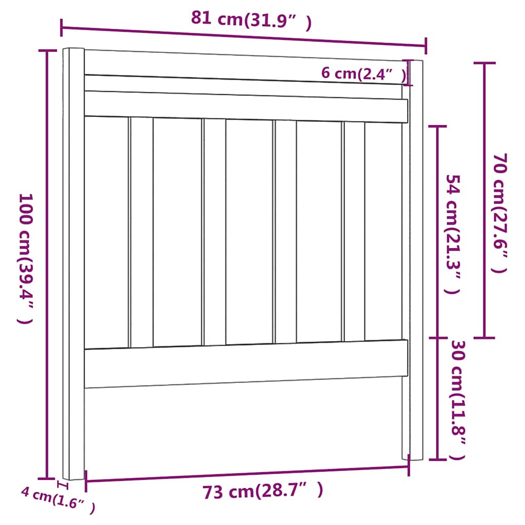 Bed Headboard Grey 81x4x100 cm Solid Wood Pine