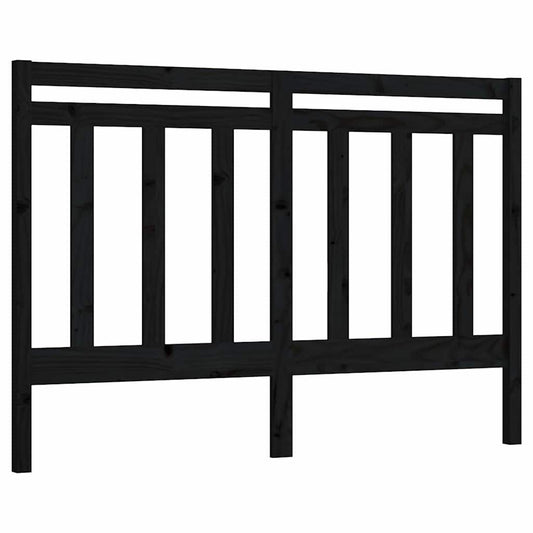 Bed Headboard Black 146x4x100 cm Solid Wood Pine
