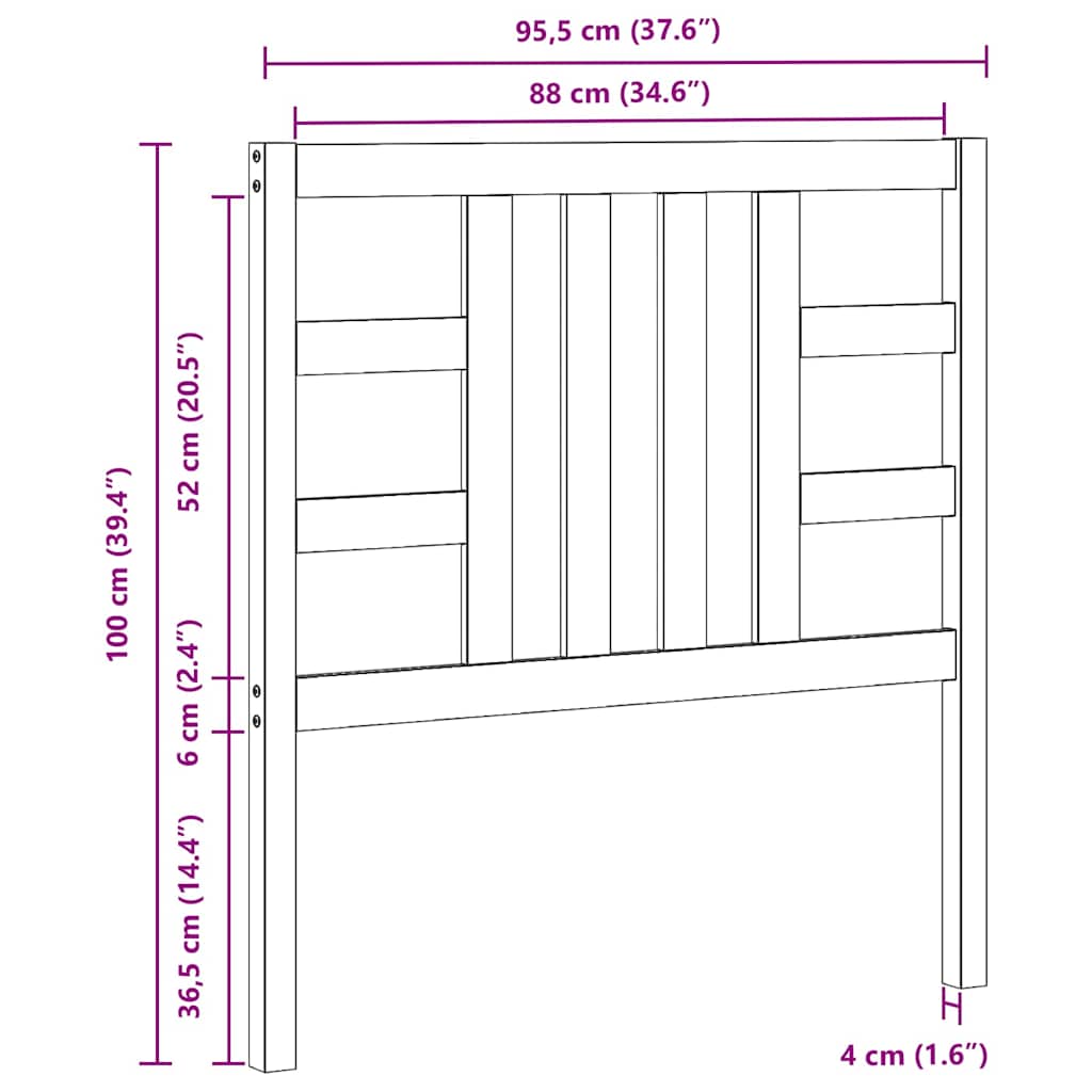Bed Headboard Honey Brown 96x4x100 cm Solid Wood Pine