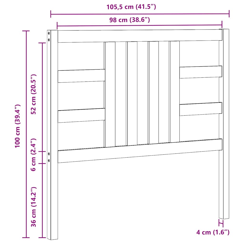 Bed Headboard Honey Brown 106x4x100 cm Solid Wood Pine