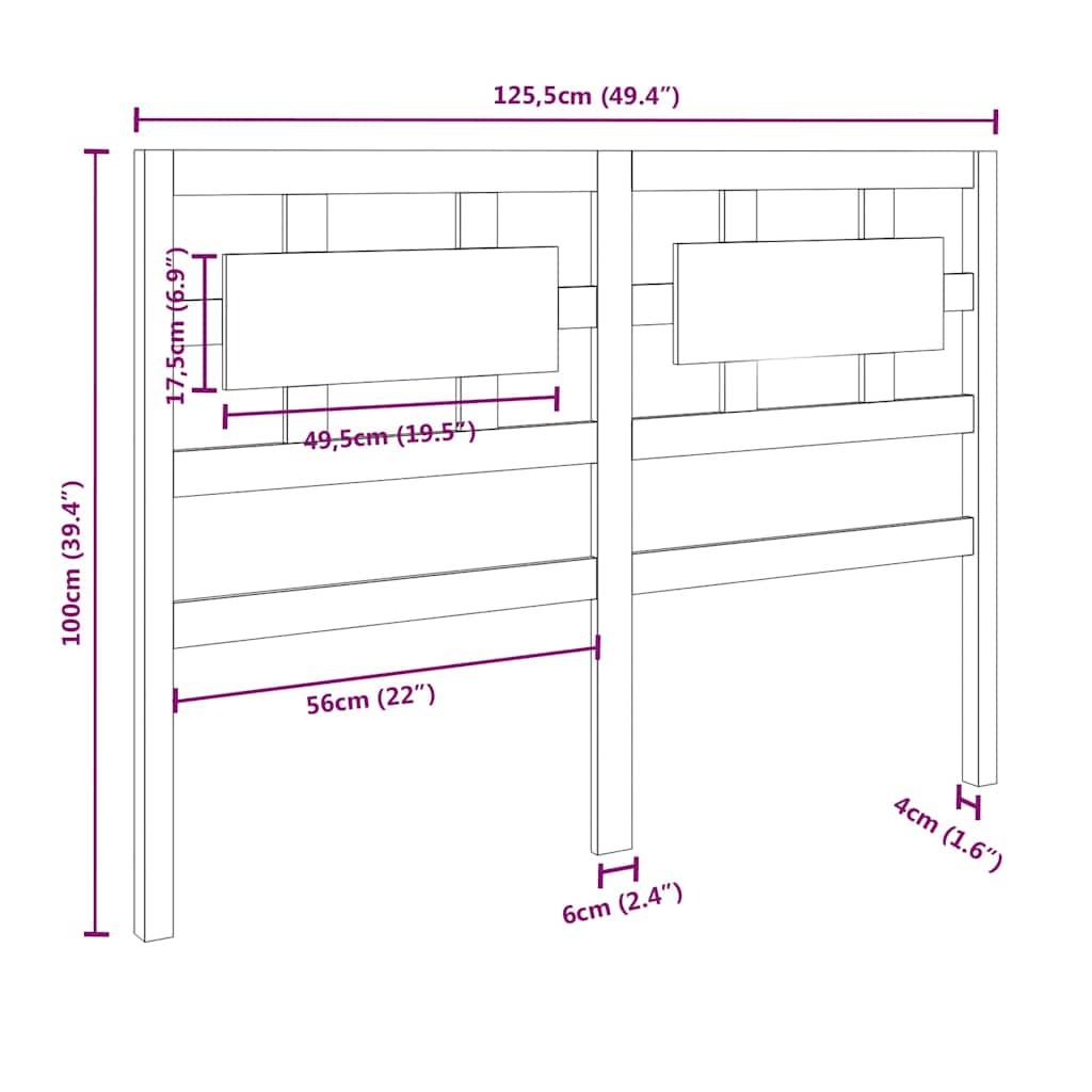 Bed Headboard | Honey brown | Solid pine wood | Standard