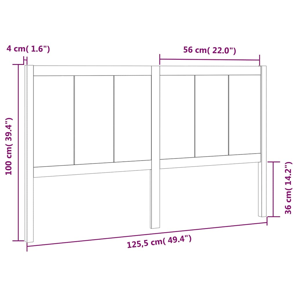 Bed Headboard | Black | Solid pine wood | Standard | Decorative Inlays