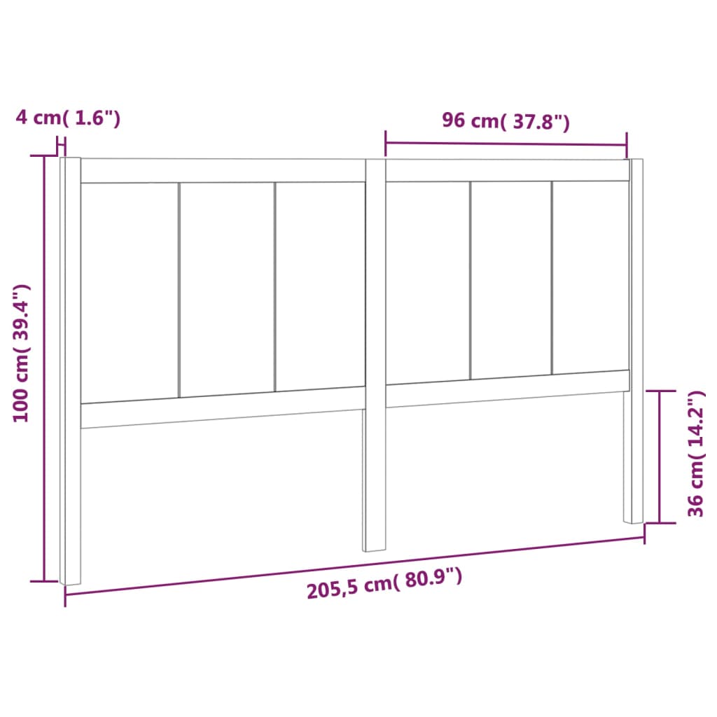 Bed Headboard | Black | Solid pine wood | Large | Simplistic