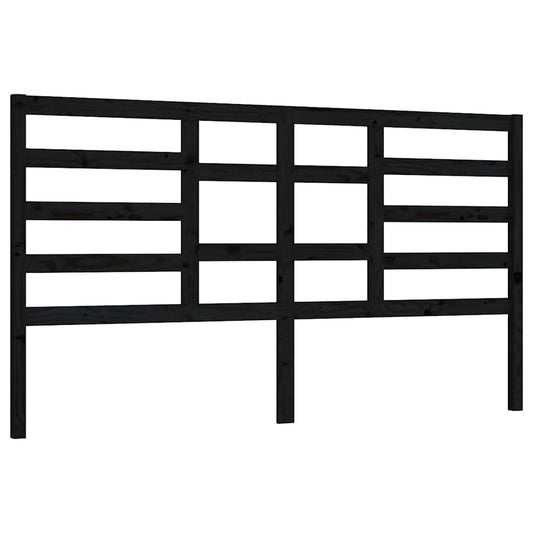 Bed Headboard | Black | Solid pine wood | Standard | Decorative Inlays