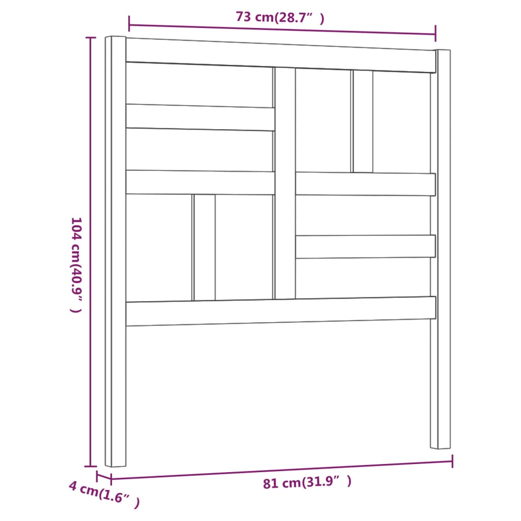 818165 vidaXL Bed Headboard 81x4x104 cm Solid Wood Pine