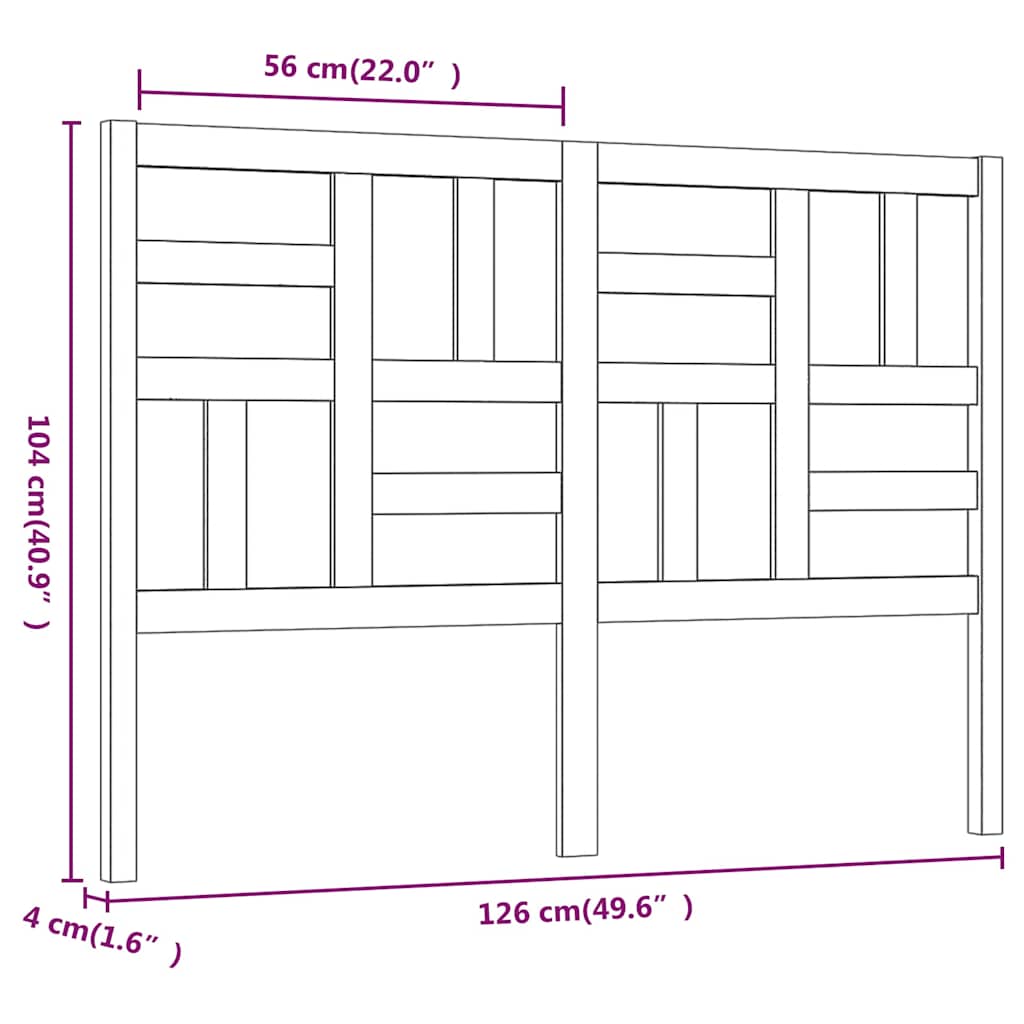 818182 vidaXL Bed Headboard Grey 126x4x104 cm Solid Wood Pine