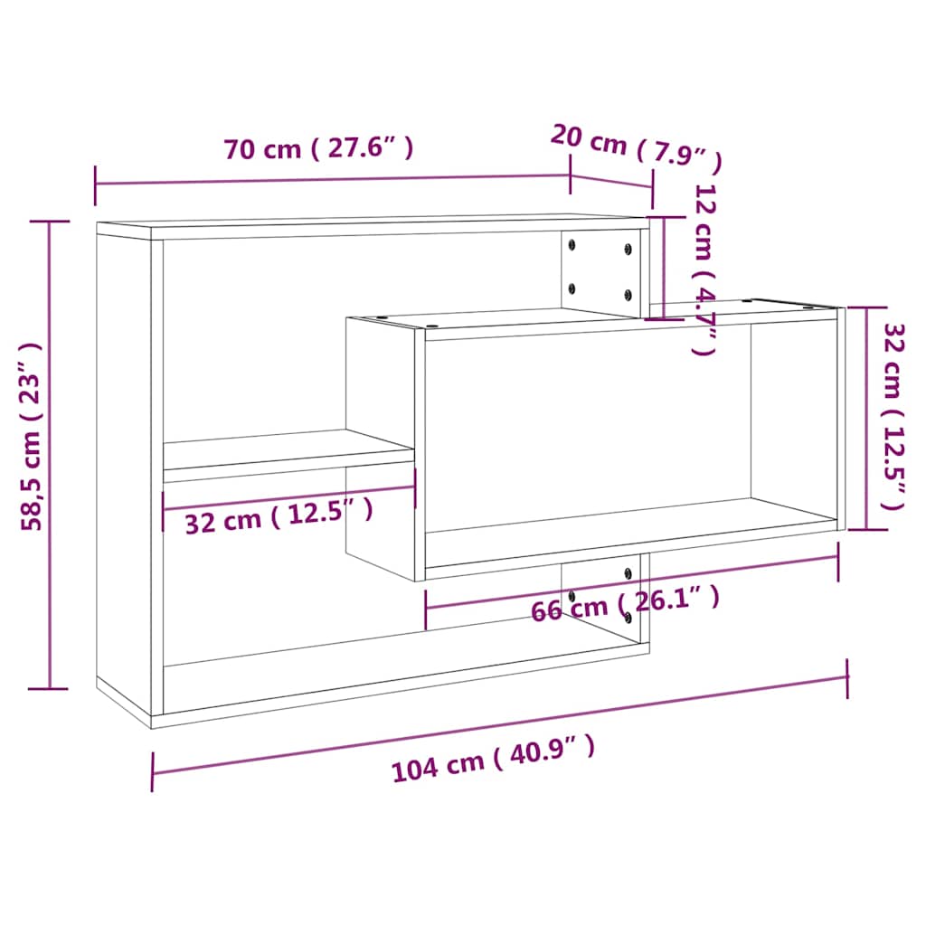 Wall Shelf Grey Sonoma 104x20x58.5 cm Engineered Wood