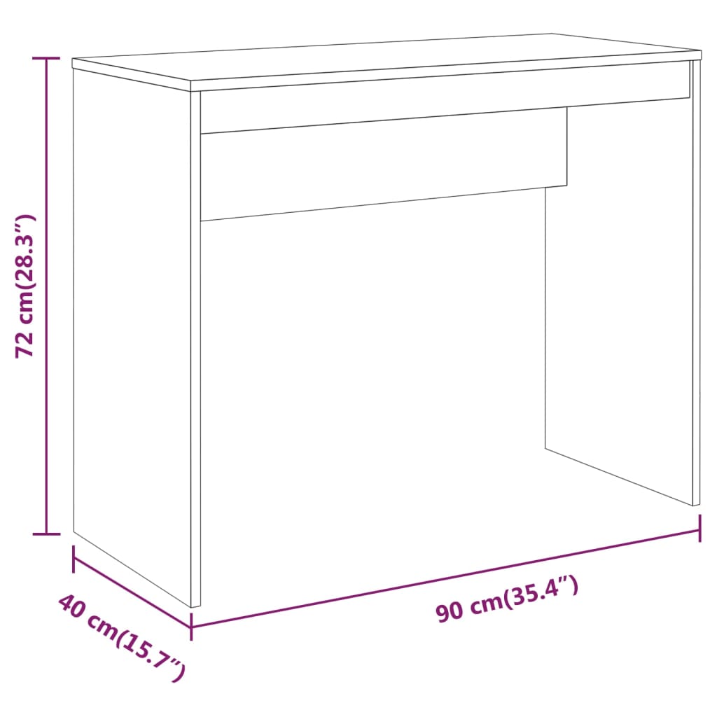 815303 vidaXL Desk Smoked Oak 90x40x72 cm Engineered Wood