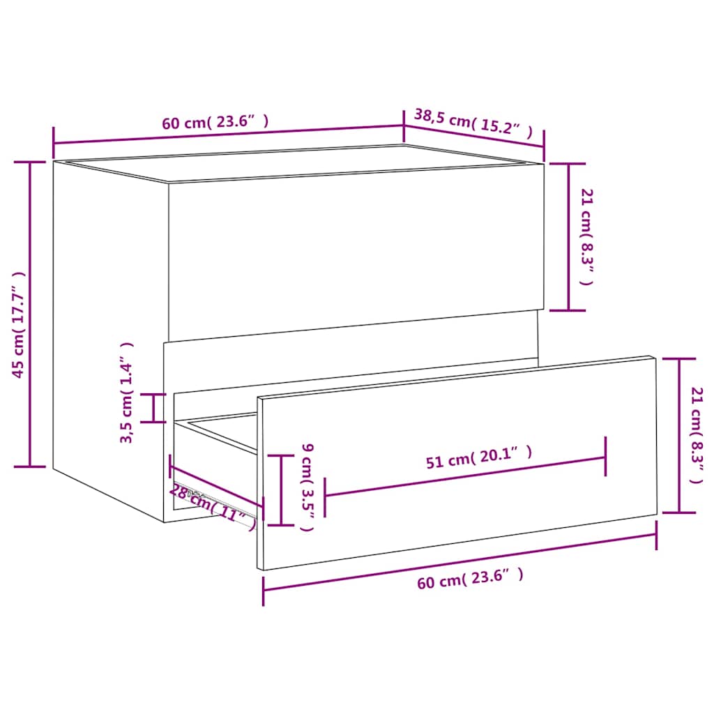 Sink Cabinet Smoked Oak 60x38.5x45 cm Engineered Wood