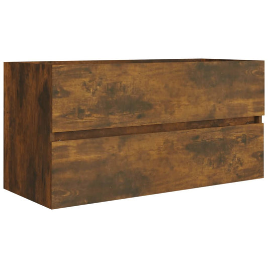 Sink Cabinet | Smoked oak | Engineered wood | 90 cm