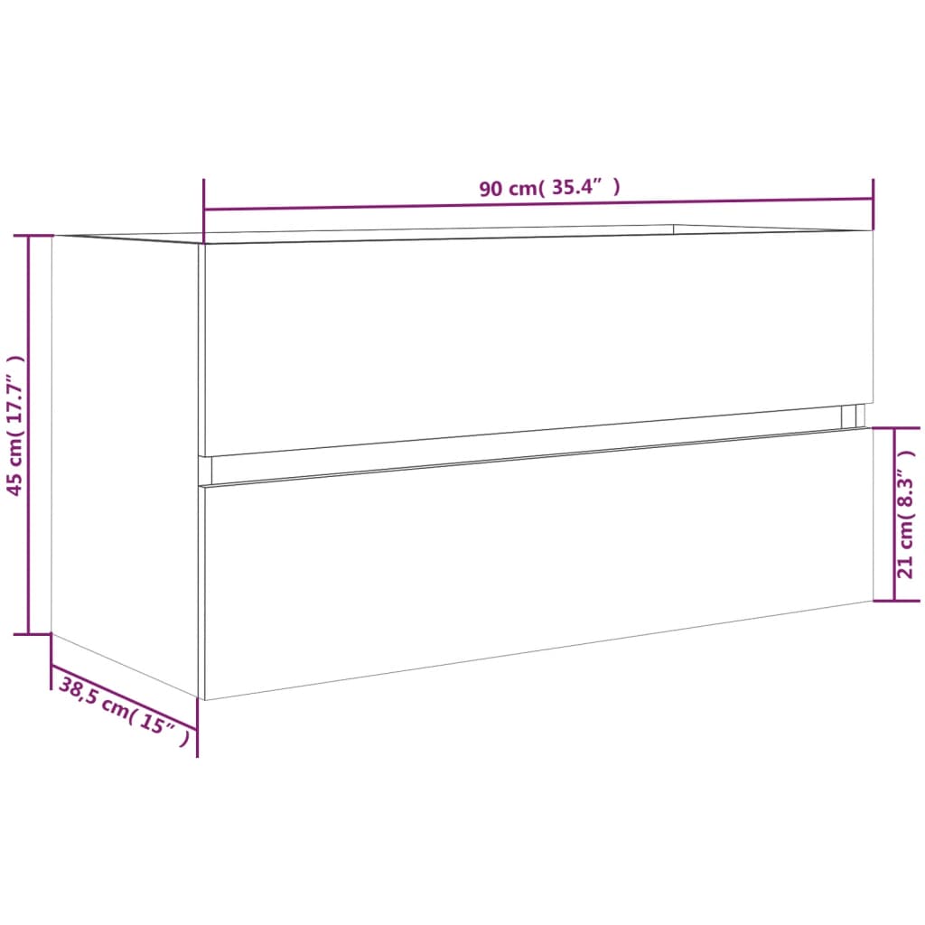 Sink Cabinet | Smoked oak | Engineered wood | 90 cm