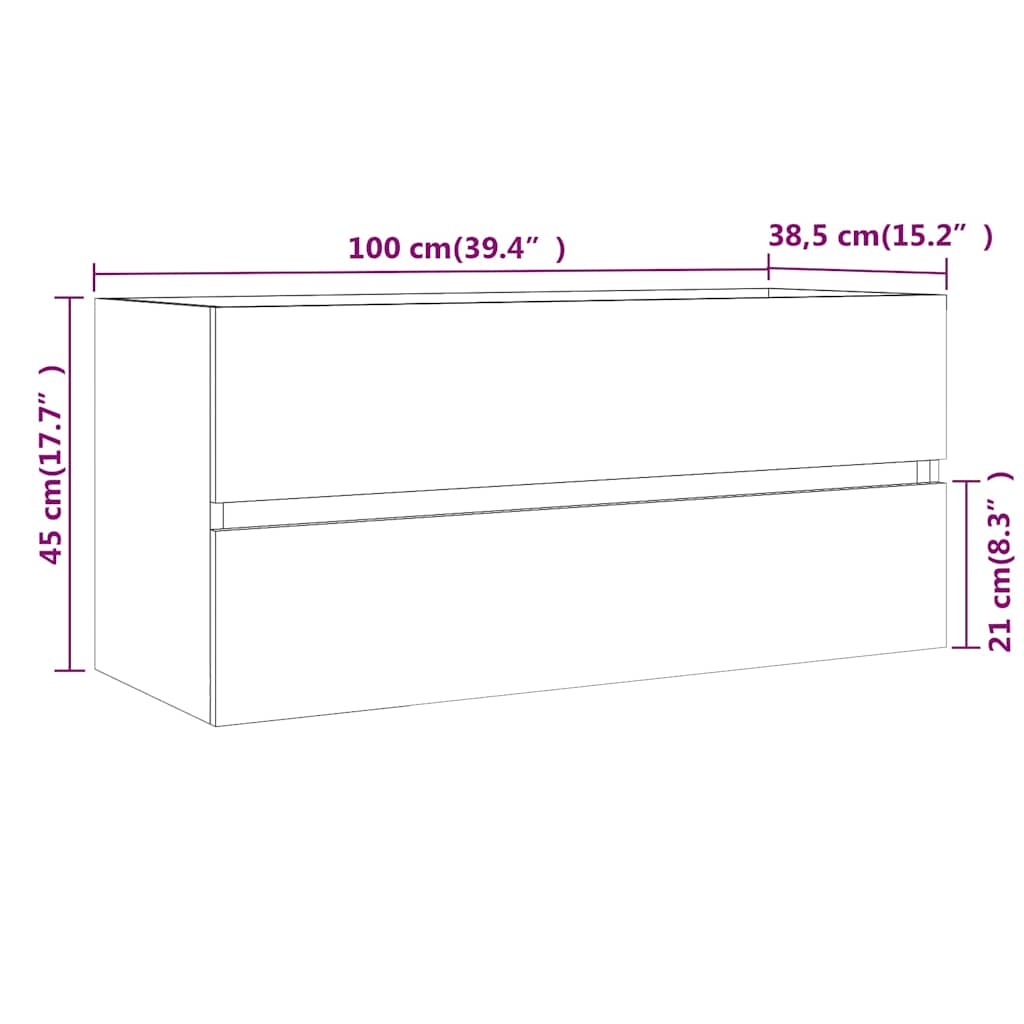 Sink Cabinet Smoked Oak 100x38.5x45 cm Engineered Wood