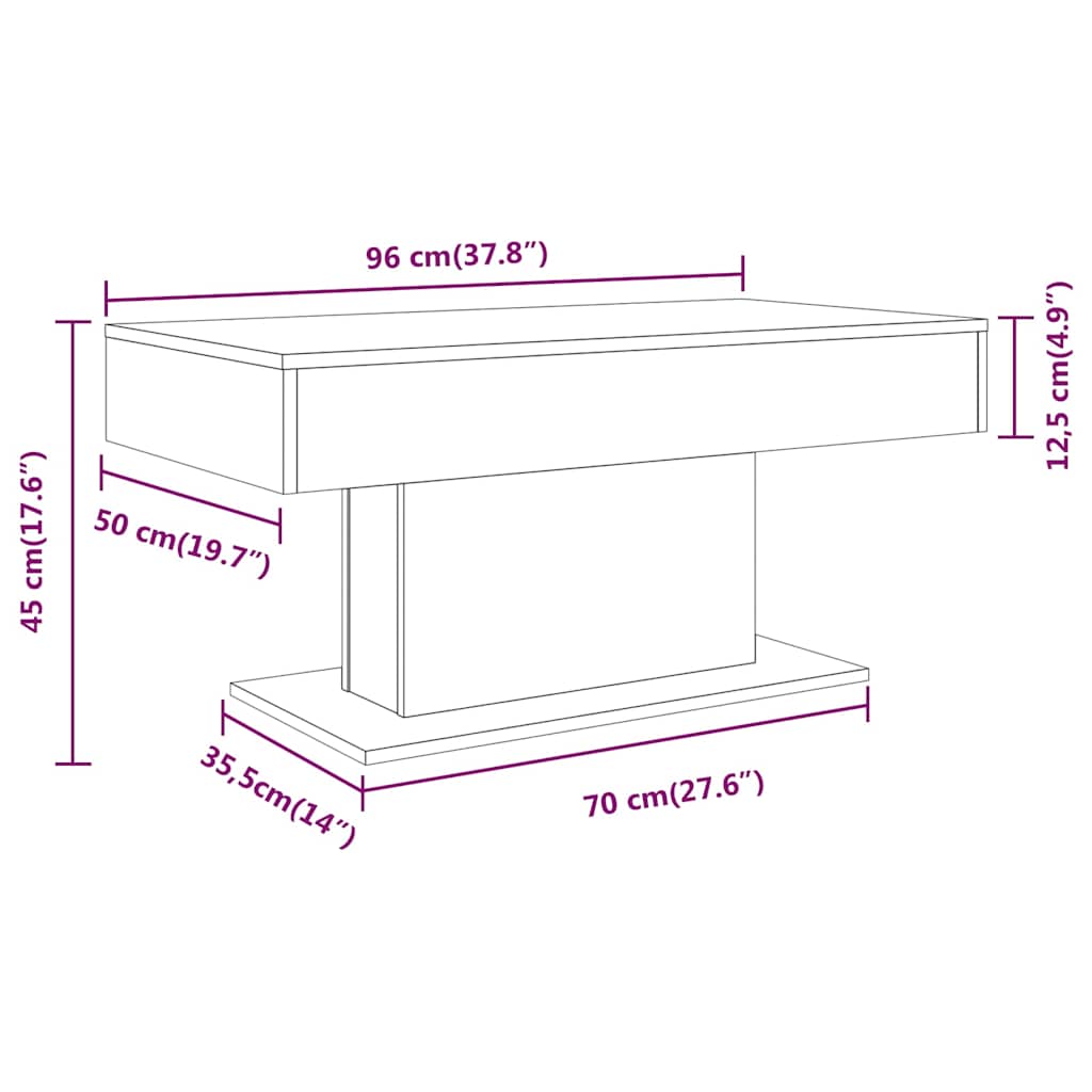 Coffee Table | Smoked oak | Engineered wood | 96x50 cm | Modern