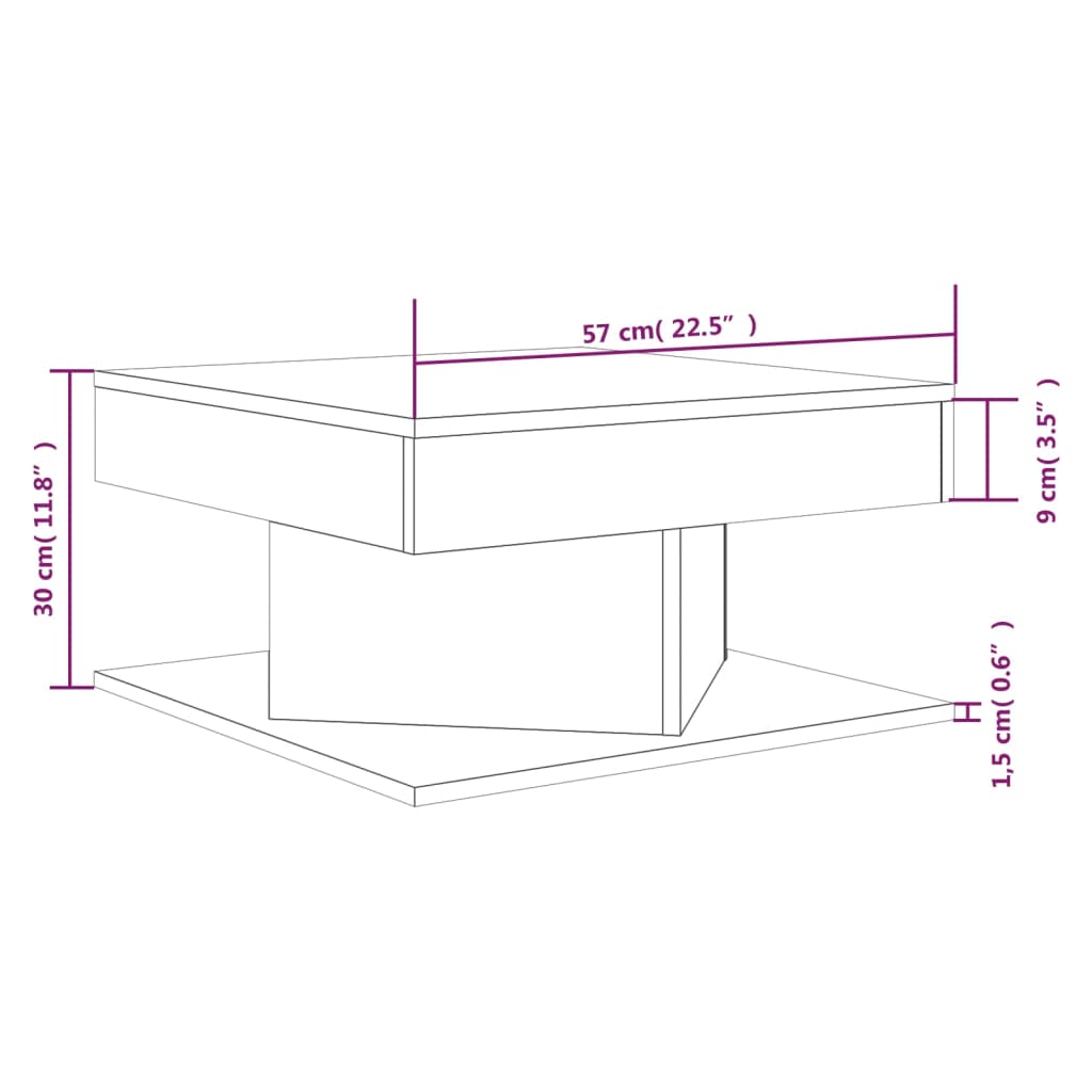 Coffee Table | Grey Sonoma | Engineered wood | 57 x 57 x 30 cm