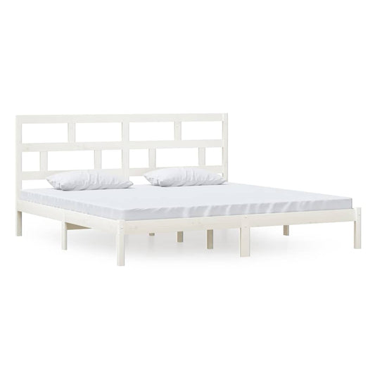 Bed Frame without Mattress White Solid Wood Pine 200x200 cm