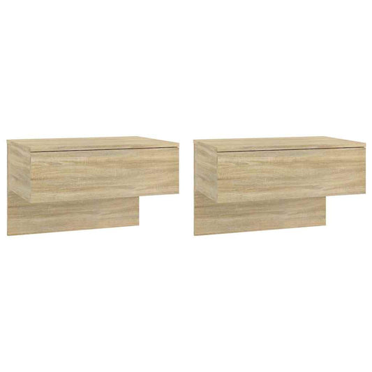 Wall-mounted Bedside Cabinet | Set of 2 | Sonoma Oak | Engineered Wood
