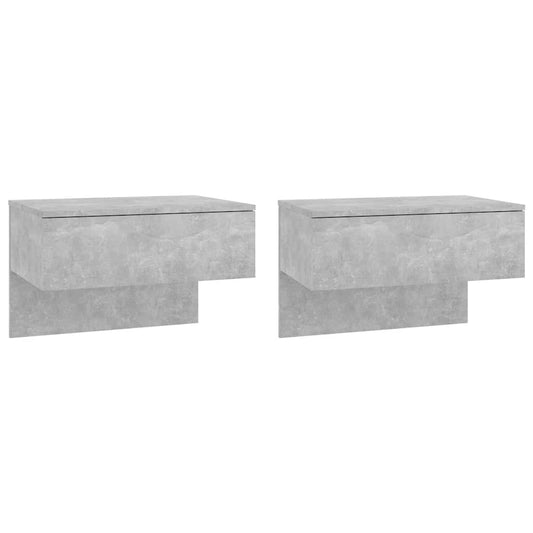 Wall-mounted Bedside Cabinet | Set of 2 | Concrete Grey | Engineered wood
