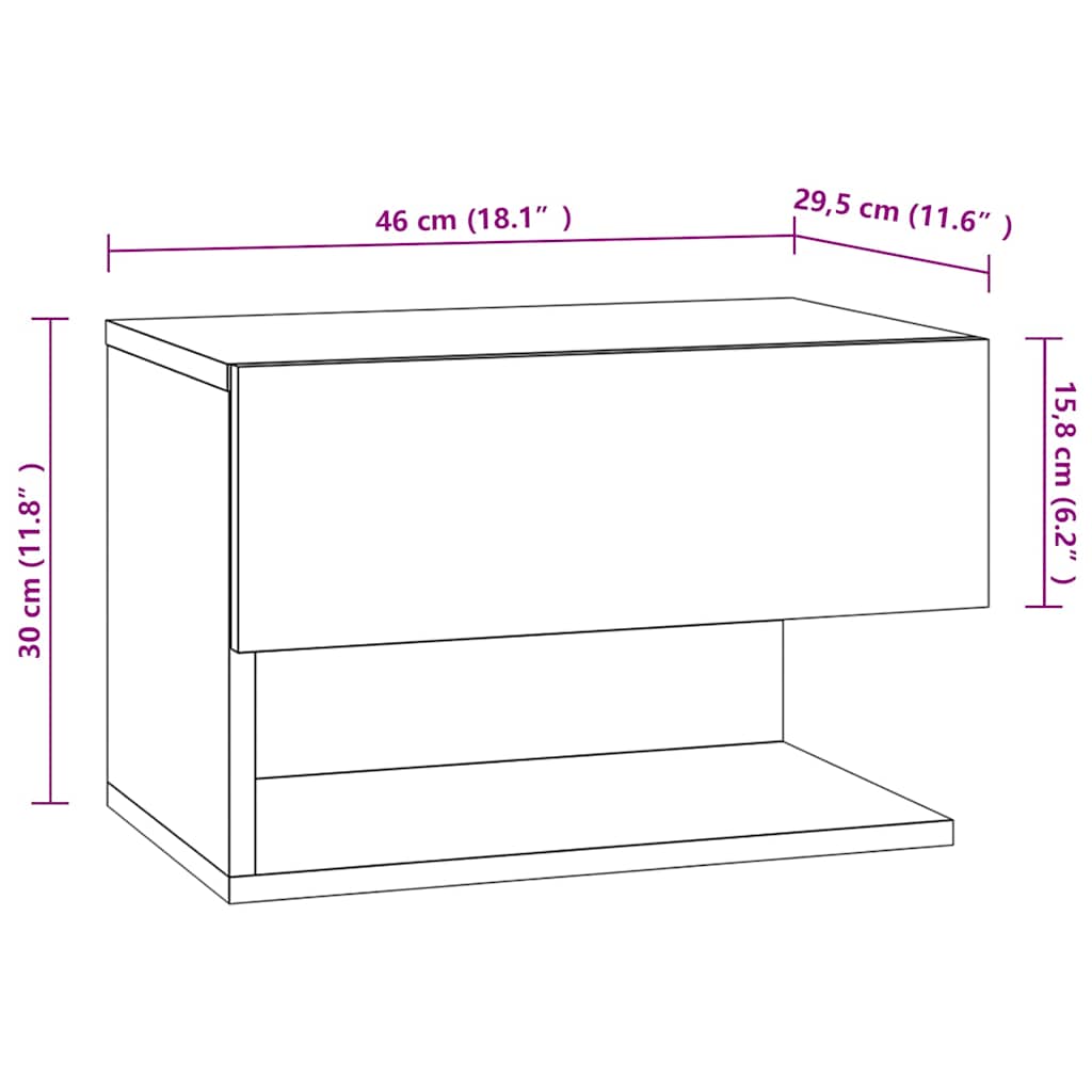 810962 vidaXL Wall-mounted Bedside Cabinets 2 pcs Concrete Grey