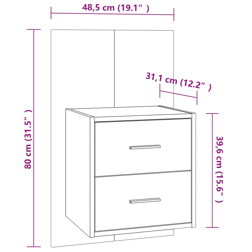 Wall-mounted Bedside Cabinets 2 pcs Sonoma Oak