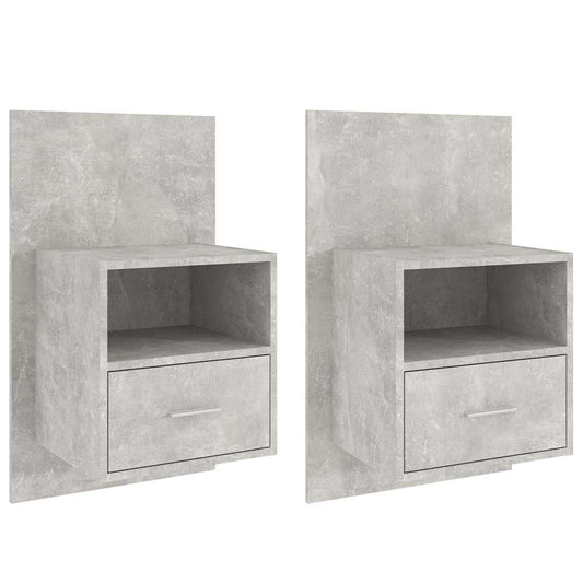 811016 vidaXL Wall-mounted Bedside Cabinets 2 pcs Concrete Grey