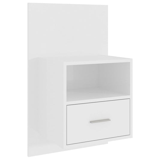 811019 vidaXL Wall-mounted Bedside Cabinet High Gloss White