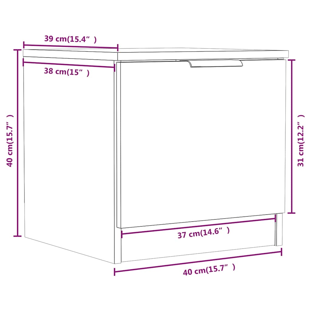 811196 vidaXL Bedside Cabinet White 40x39x40 cm