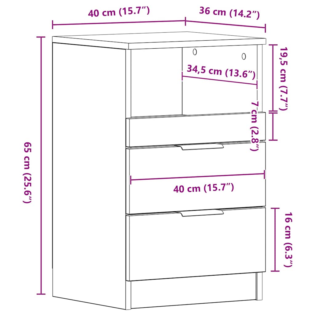 Bedside Cabinets 2 pcs White Engineered Wood