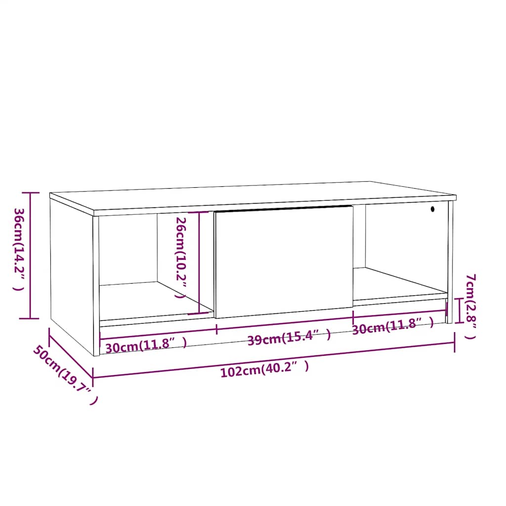 Coffee Table | Sonoma oak | Engineered wood | 102x50x36 cm | Coffee Table