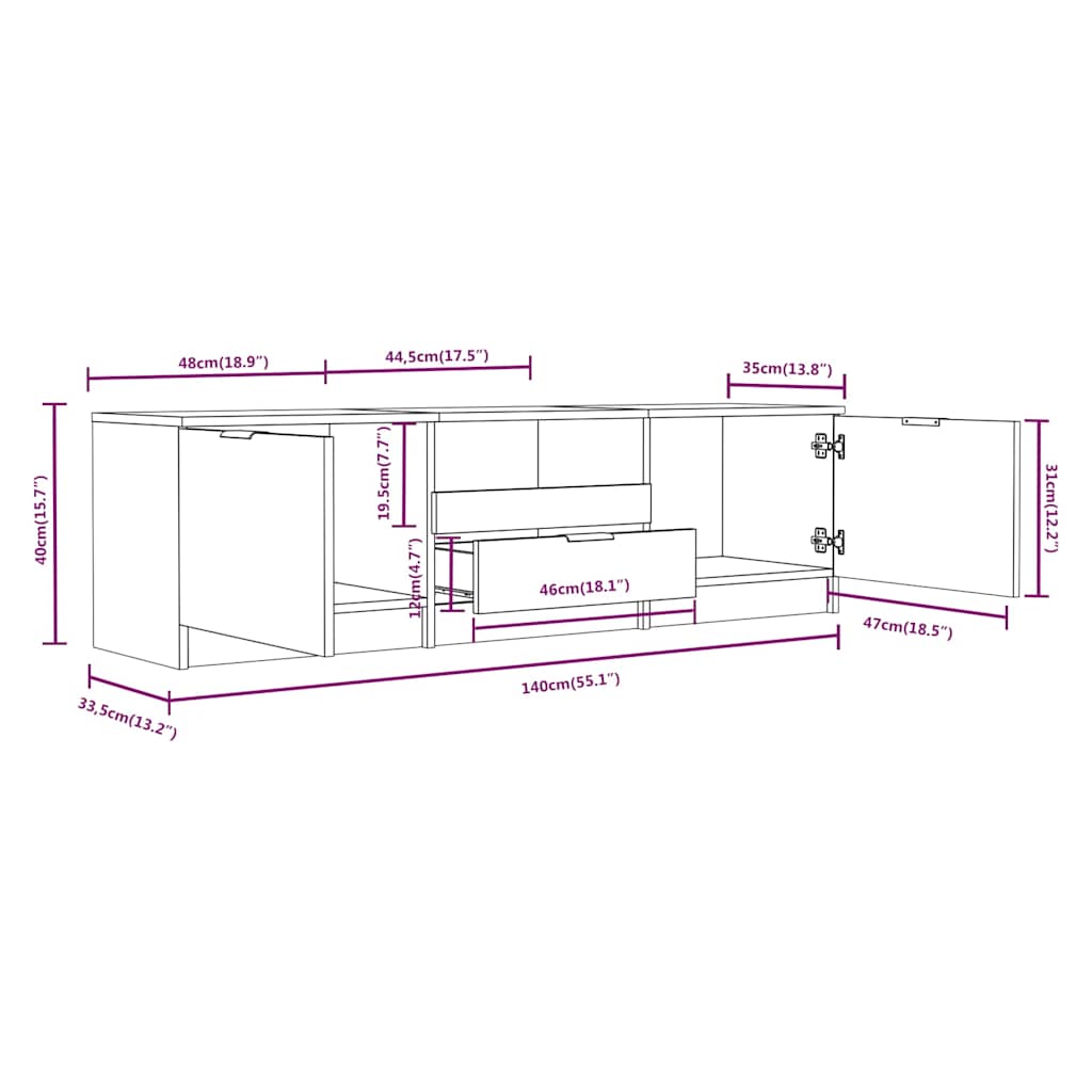Tv Cabinet | Concrete grey | Engineered wood | Medium | Tv Cabinet