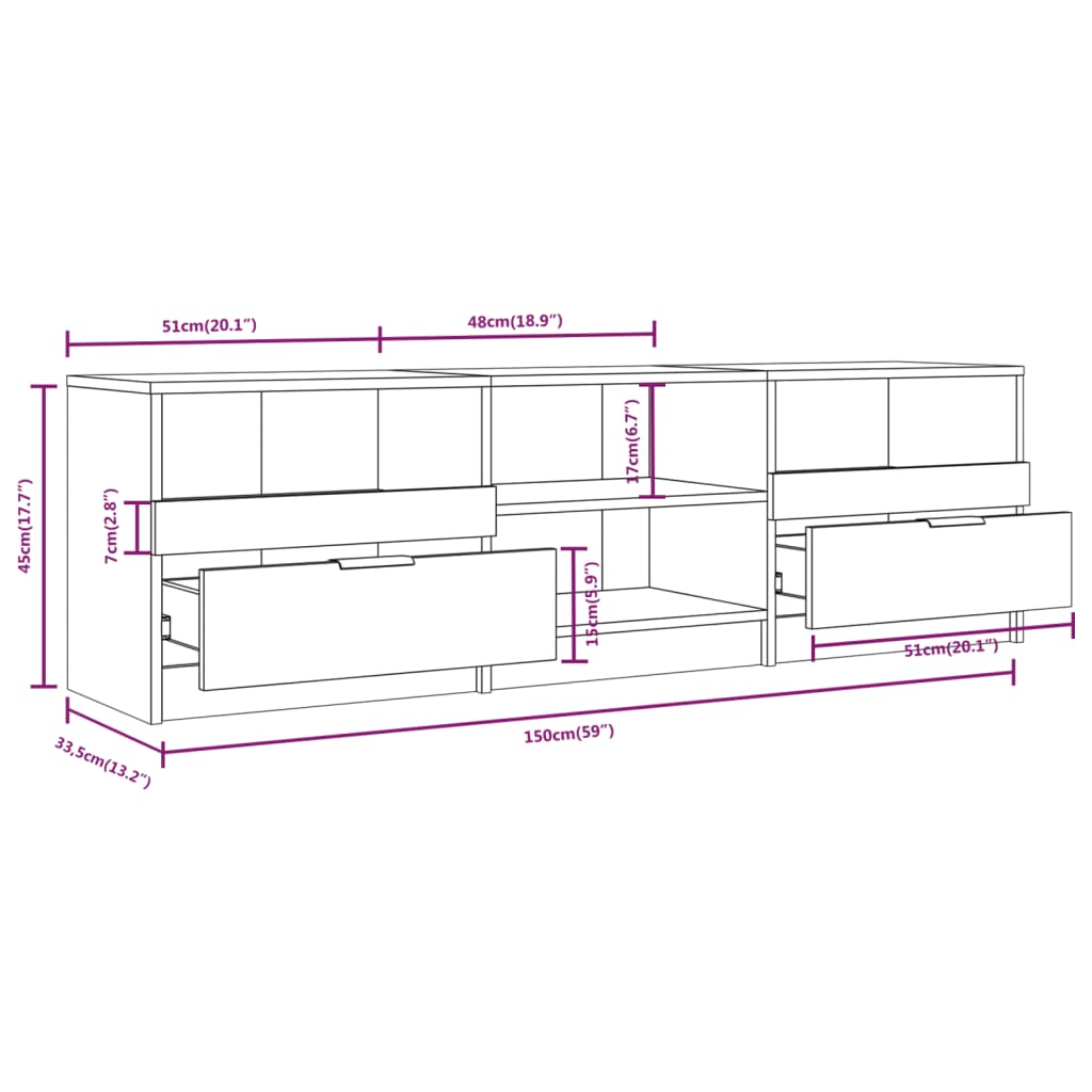 TV Cabinet | Concrete Grey | Engineered Wood | Medium | TV Stand