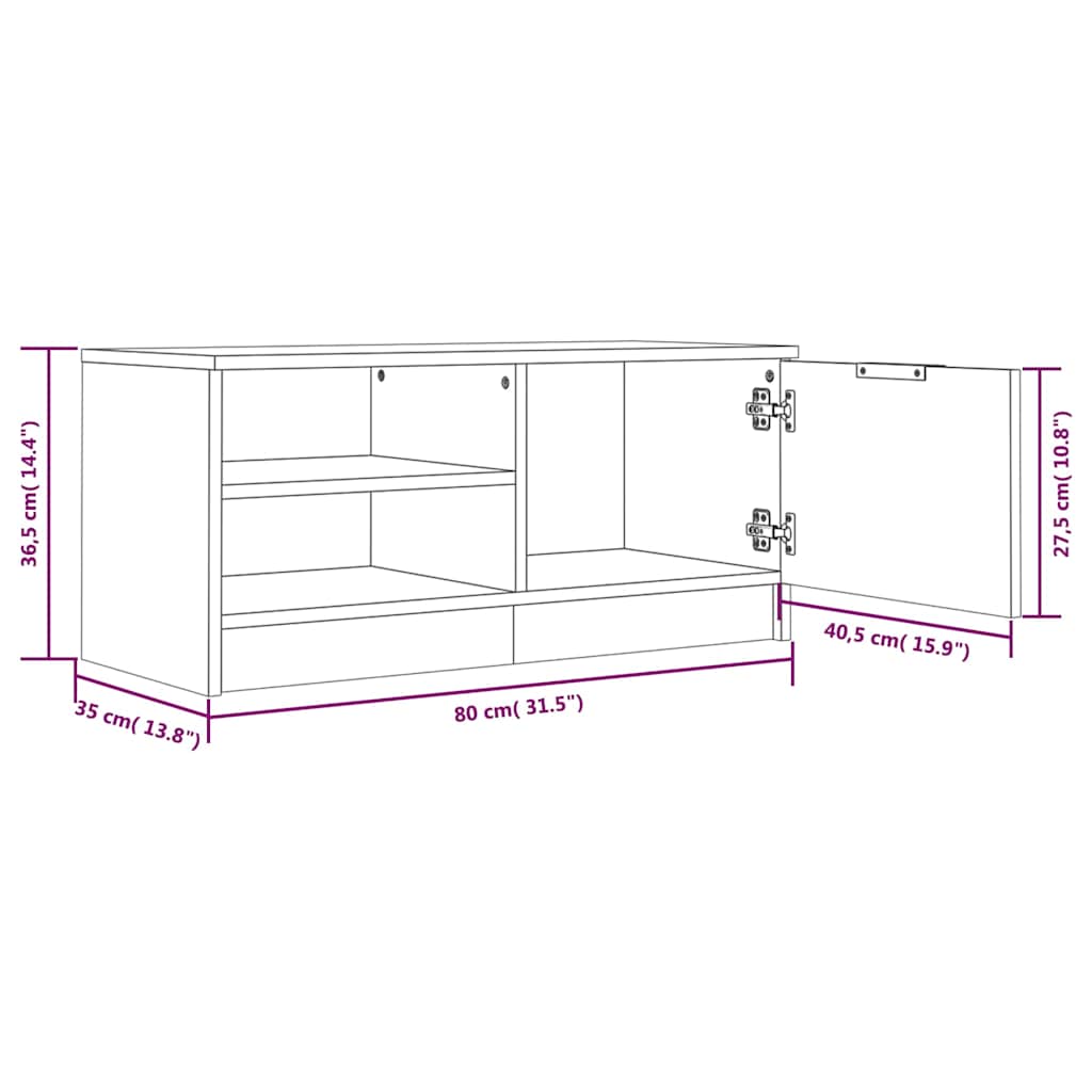 2 Piece TV Cabinet Set Concrete Grey 80x35x36,5 cm Engineered Wood