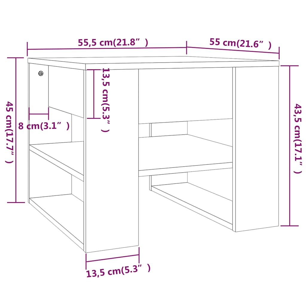 Coffee Table | Brown Oak | Engineered Wood | 55.5 x 55 x 45 cm