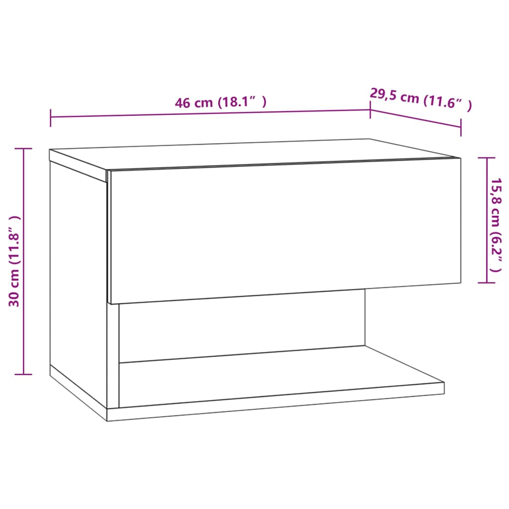 816947 vidaXL Wall-mounted Bedside Cabinets 2 pcs Smoked Oak