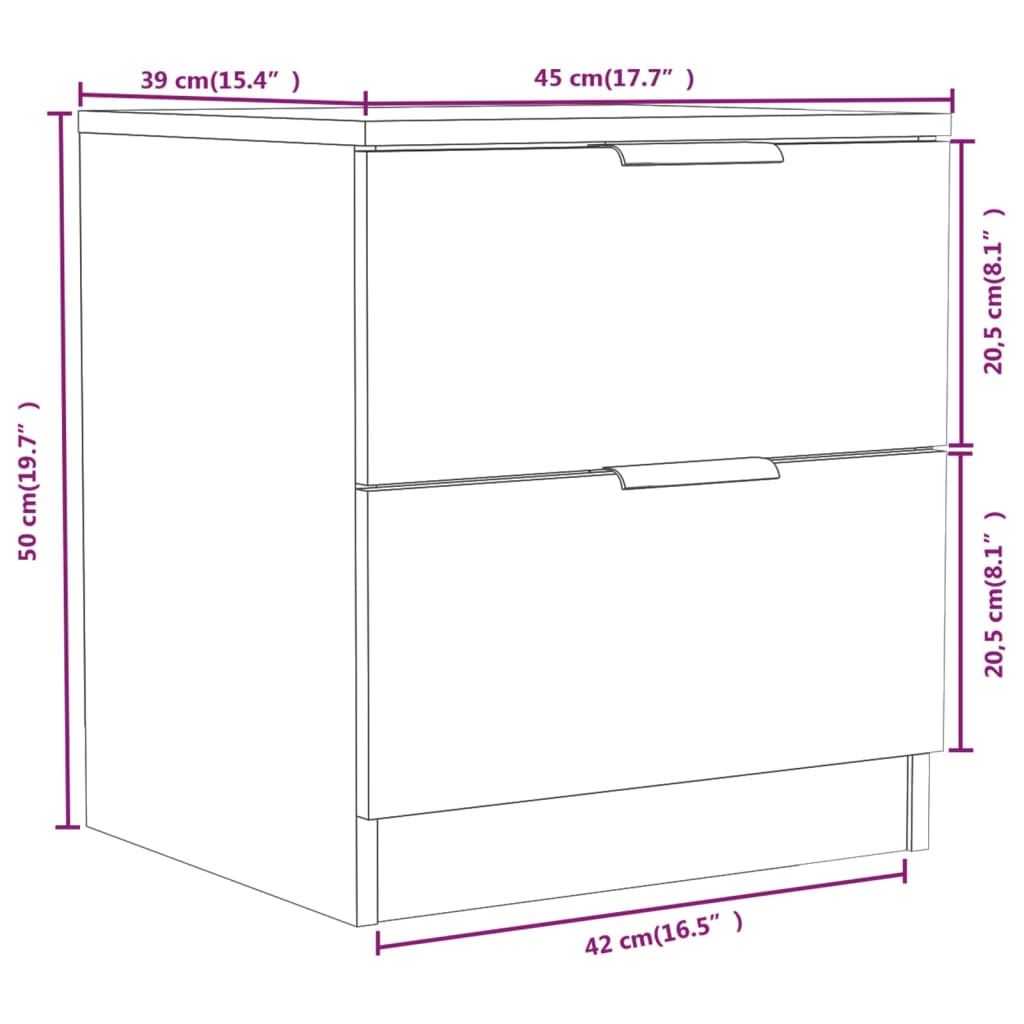 Bedside Cabinets 2 pcs Grey Sonoma Engineered Wood