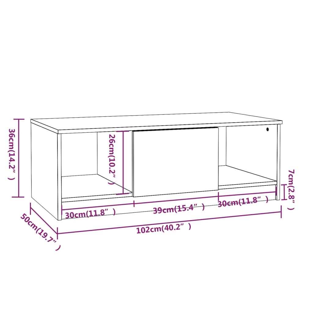Coffee Table | Grey Sonoma | Engineered Wood | Medium | Coffee Table