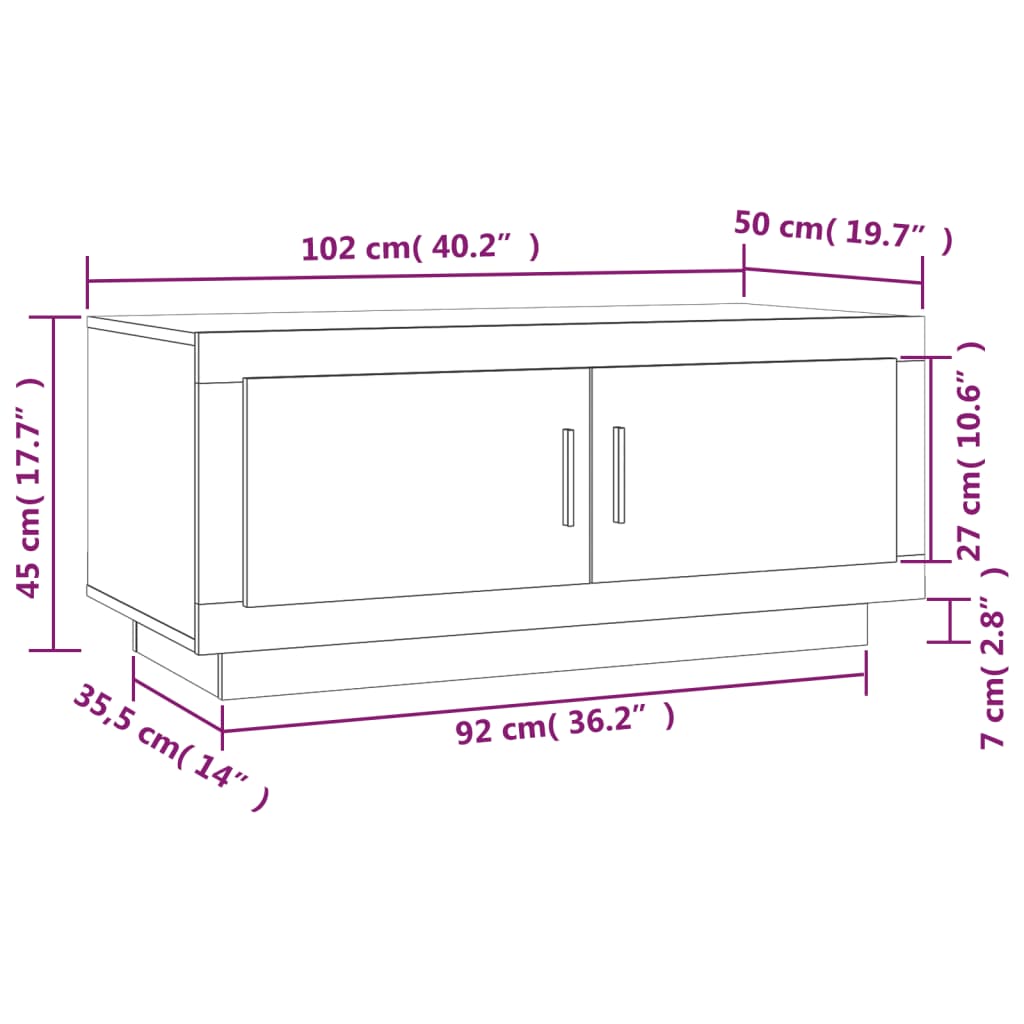 Coffee Table | Smoked oak | Engineered wood | 102 cm x 50 cm x 45 cm