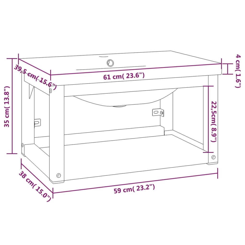 Washbasin Frame With Basin | Black frame, White basin